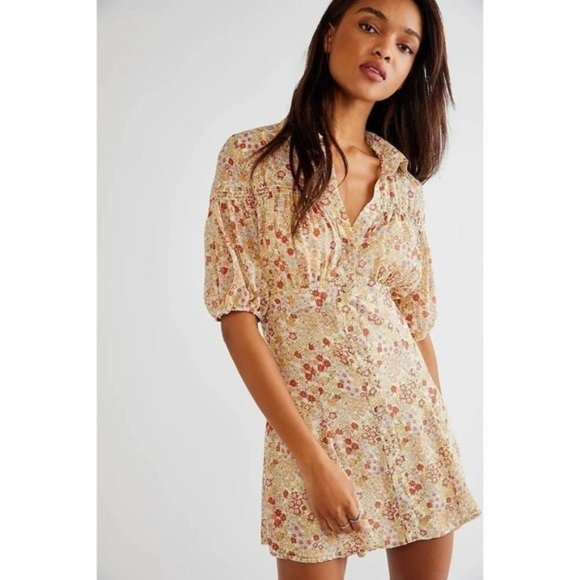 FREE PEOPLE Bonnie Floral Mini Dress - Tea Combo - NWT - Picture 1 of 6